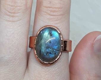 Size 7.5 Labradorite Ring | Labradorite | Copper Labradorite Ring | Copper Electroformed Ring | Natural Gemstone | Copper Jewelry