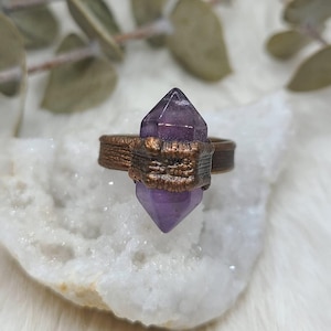 Anillo de punta de amatista electroformada de cobre talla 7