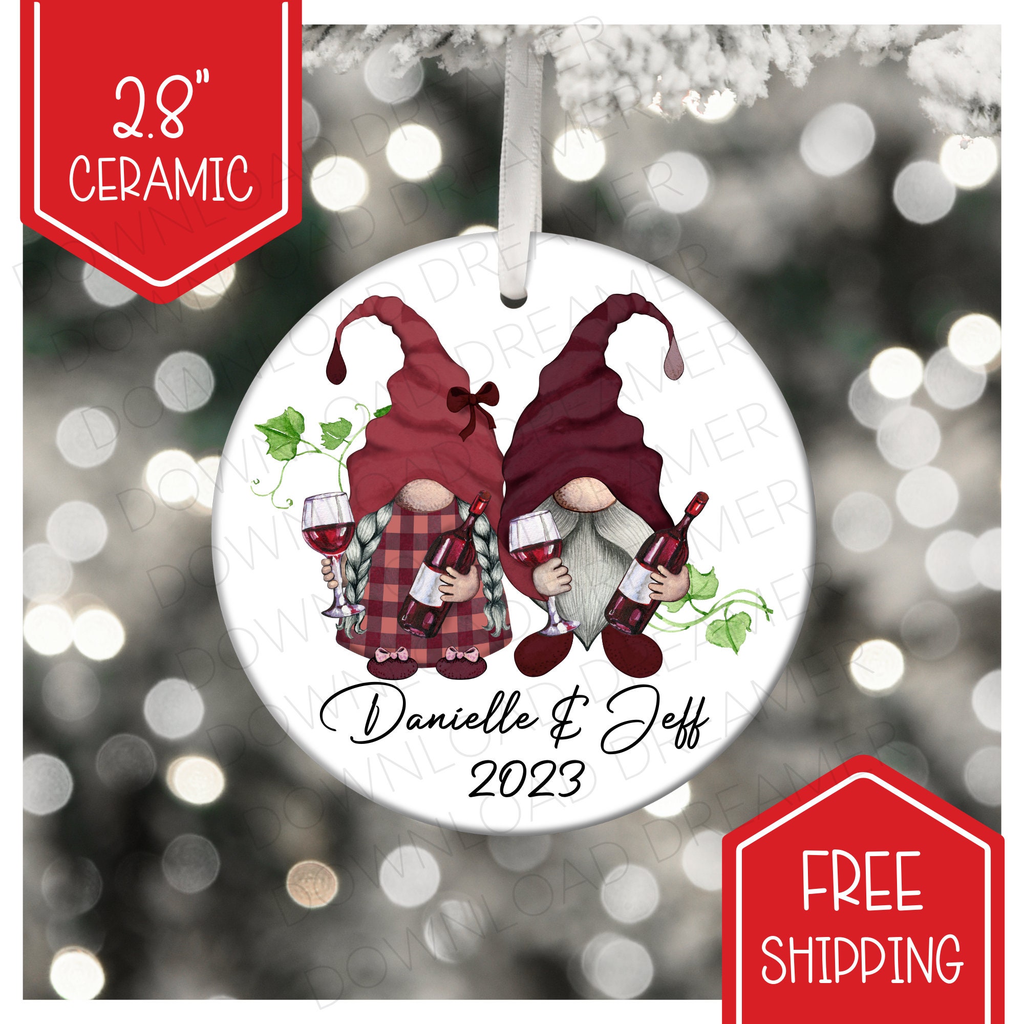 Couple Sitting Drink Together - Christmas Gift For Husband And Wife - Personalized Cutout Acrylic Ornament Designed By Brood Annaliese