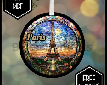 Eiffel Tower Ornament: Stained Glass Look, Paris Keepsake