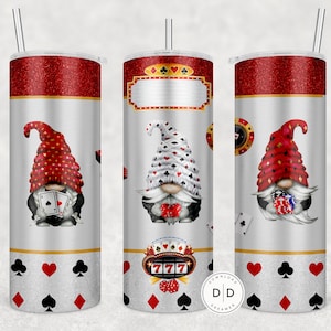 Envoltura de vaso de sublimación Casino Gnome Tarjetas de tragamonedas digitales Fichas