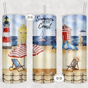 summer sublimation tumbler wrap on the coast eastern western canada ocean beach