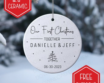 our first year together ornament ceramic tree modern simple custom name personalized