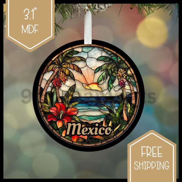 Adorno mexicano: recuerdo tropical estilo vitral