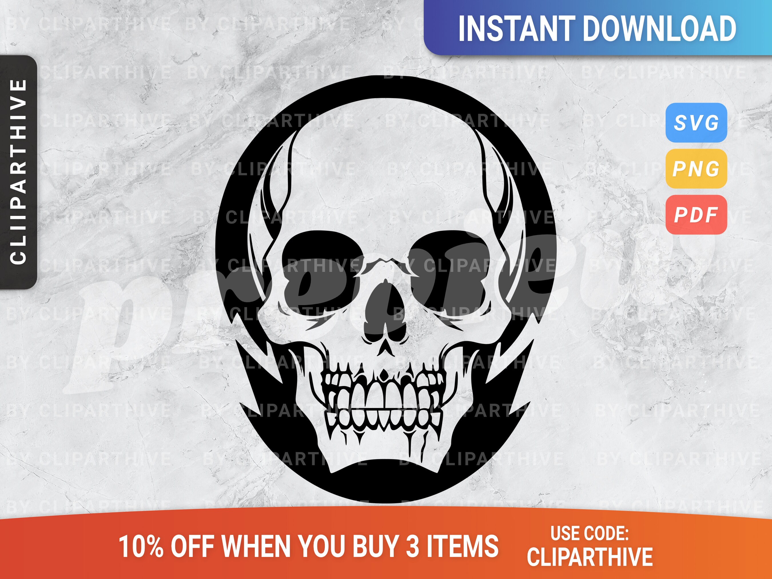 Skull SVG Cricut Skull Vector File Skull PNG Clipart Etsy