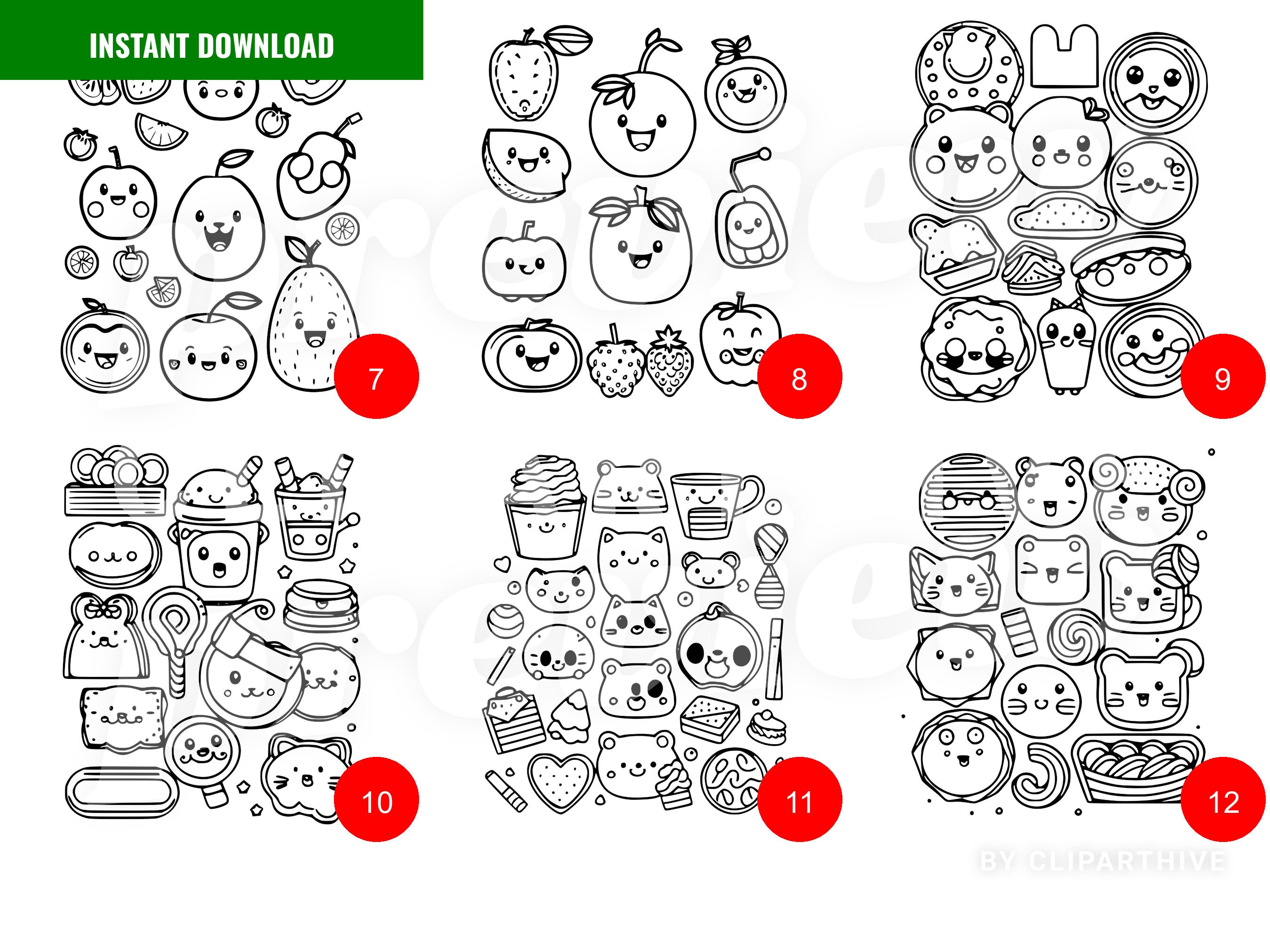 Easy Coloring Pages: 25 Adorable Food Coloring Pages Printable PDF for