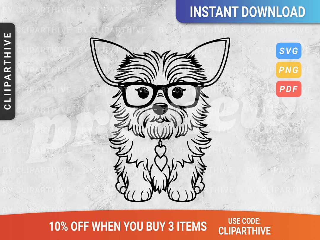 Cute Adorable Dog With Glasses SVG for Pet Lovers and Craft Enthusiasts ...