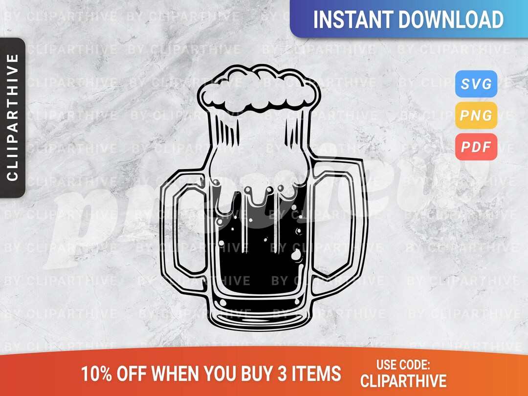Double Handle Beer Mug Svg File Vector Design Cut Files for Etsy