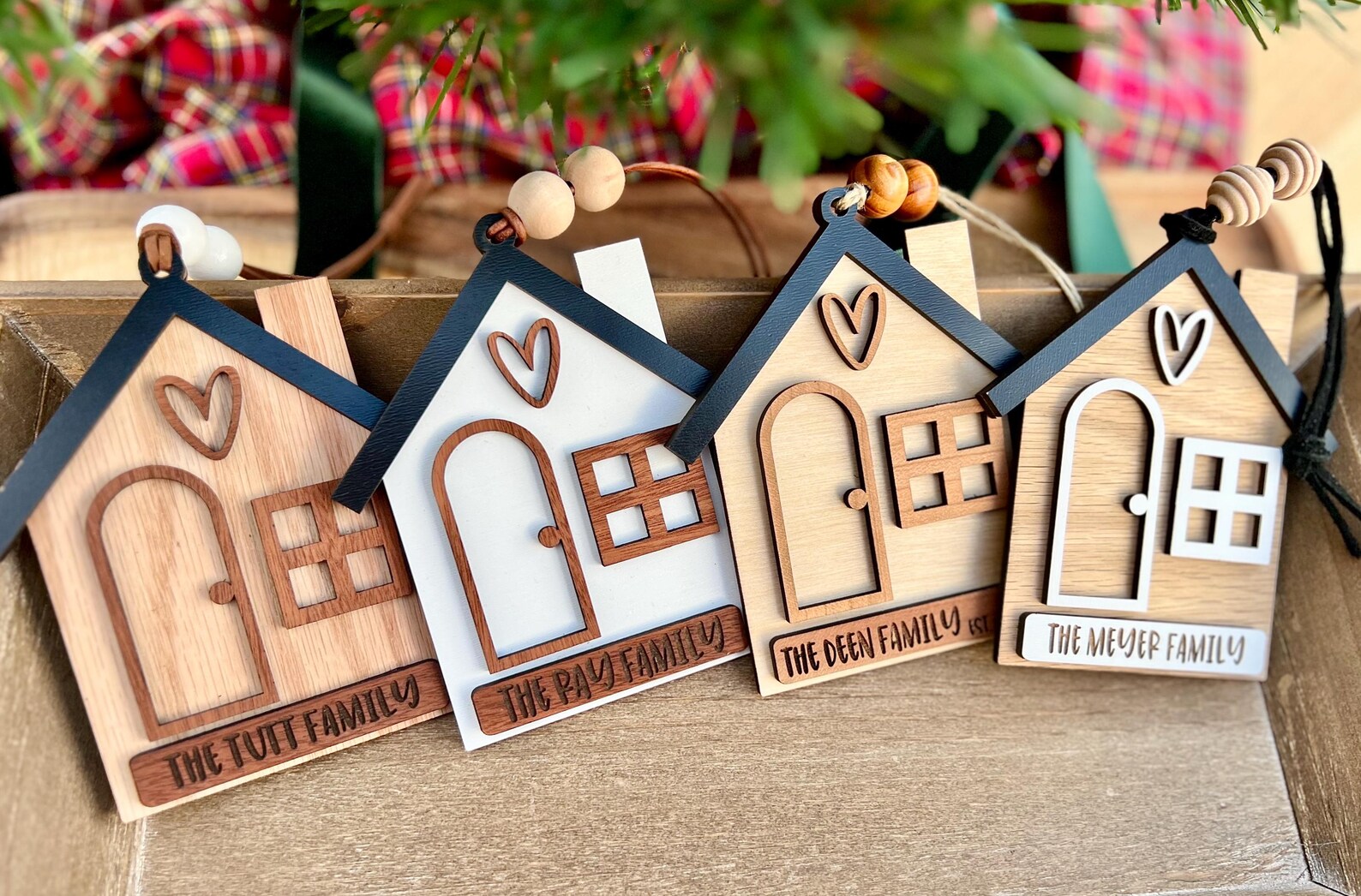 Personalized Wood Family Home Ornament | Custom Engraved Keepsake - Etsy