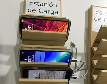 Wooden Smartphone Charging Station, Wall Mountable Multi Charging Station, Charges Up to 4 Devices, Unique Gift Idea