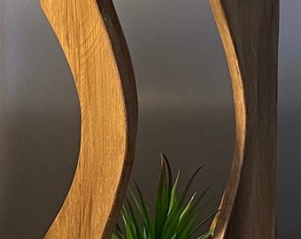 Wooden sculpture – wood planter – Art