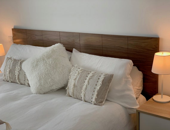 Custom Wooden MODULAR BED HEADBOARD Made From Walnut Or Oak Wood - Eco Varnish Water Resistant Bed Head - Housewarming Gift