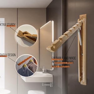 Space-Saving Wall-Mounted FOLDING CLOTHES RACK - Italian Design Closet Organizer For Bedroom, Entryway And Small Spaces - Holds 7 Hangers