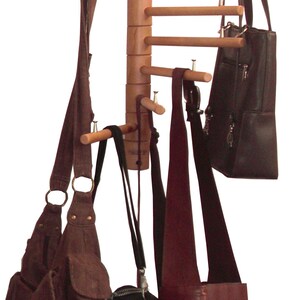 Wooden Wall-mounted WOMENS HANDBAG RACK – Italian Design Space-saving ...