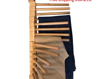 Folding Trouser Rack – Wall Mounted Pants Organizer | Solid Wood