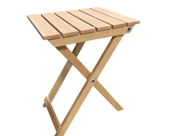 Handmade WOODEN FOLDING STOOL - Portable, Space-Saving, Durable Seat For Home, Garden And Outdoor Use - Compact, Multipurpose Furniture