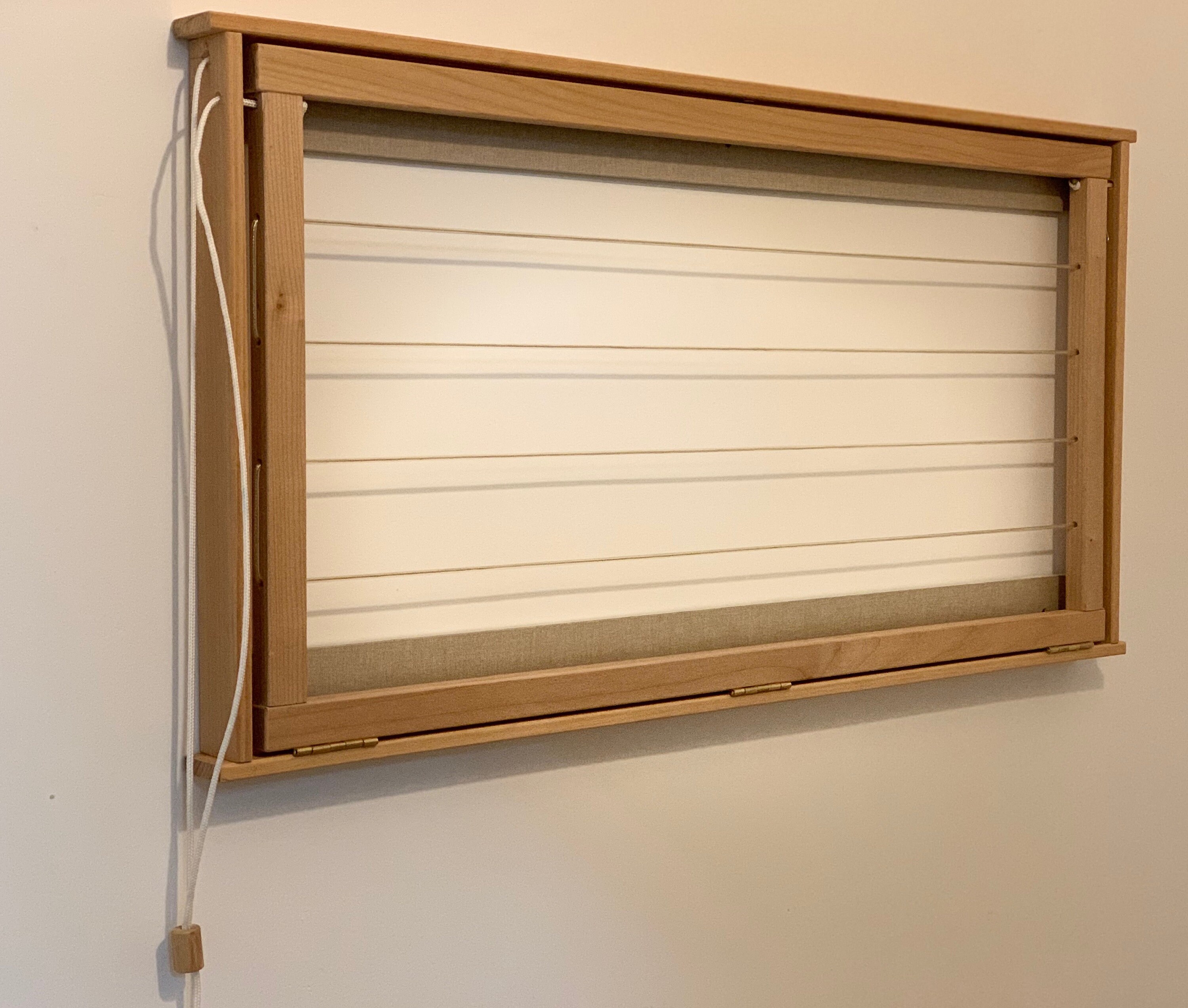 Wood Drying Rack Wall Mounted Clothes Line Laundry Organizer Etsy