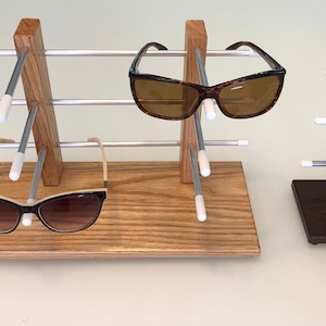 Wooden SUNGLASSES ORGANIZER RACK For 6 Pairs – Eyeglasses Display Stand, Space-Saving Eyewear Holder For Home And Office