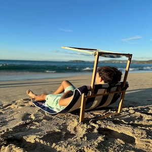 Folding Lounger TERGO, Ergonomic Towel Attachment, Innovative Backrest Portable Floor Lounger, Folding Beach Chair, Picnic Outdoor Chair