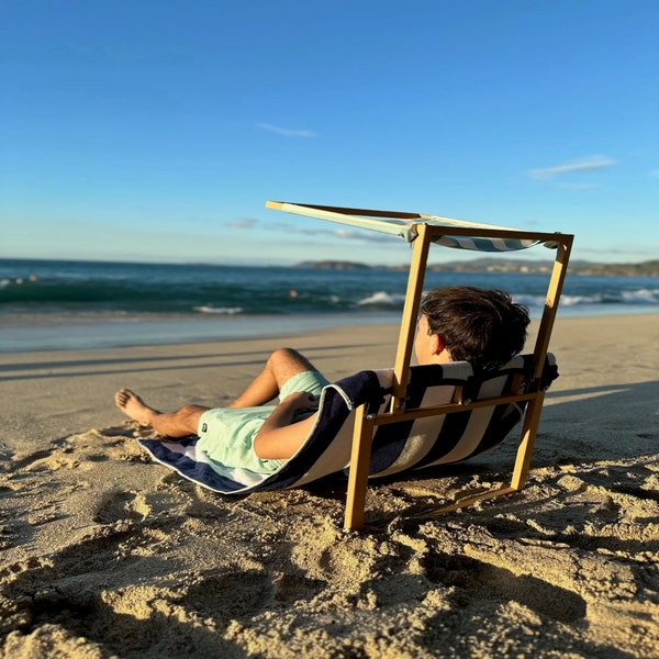 Folding Lounger TERGO, Ergonomic Towel Attachment, Innovative Backrest Portable Floor Lounger, Folding Beach Chair, Picnic Outdoor Chair