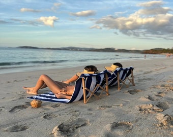 Respaldo para tumbona plegable TERGO® / Soporte ergonómico para toallas patentado – Accesorio portátil para silla de playa – Ligero y plegable