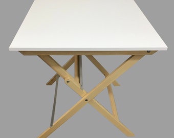 Modern PORTABLE FOLDING TABLE – Custom Top Table With Strong Aluminum Rivet- Easy One-Step Setup Table For Home Offices To Outdoor Gathering