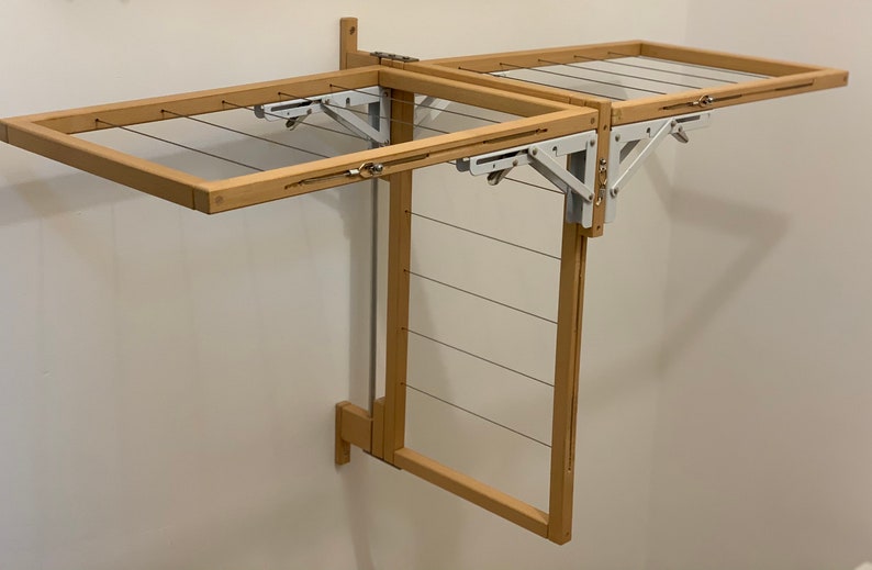 Clothes Drying rack Wall mounted Wood folding frames Etsy