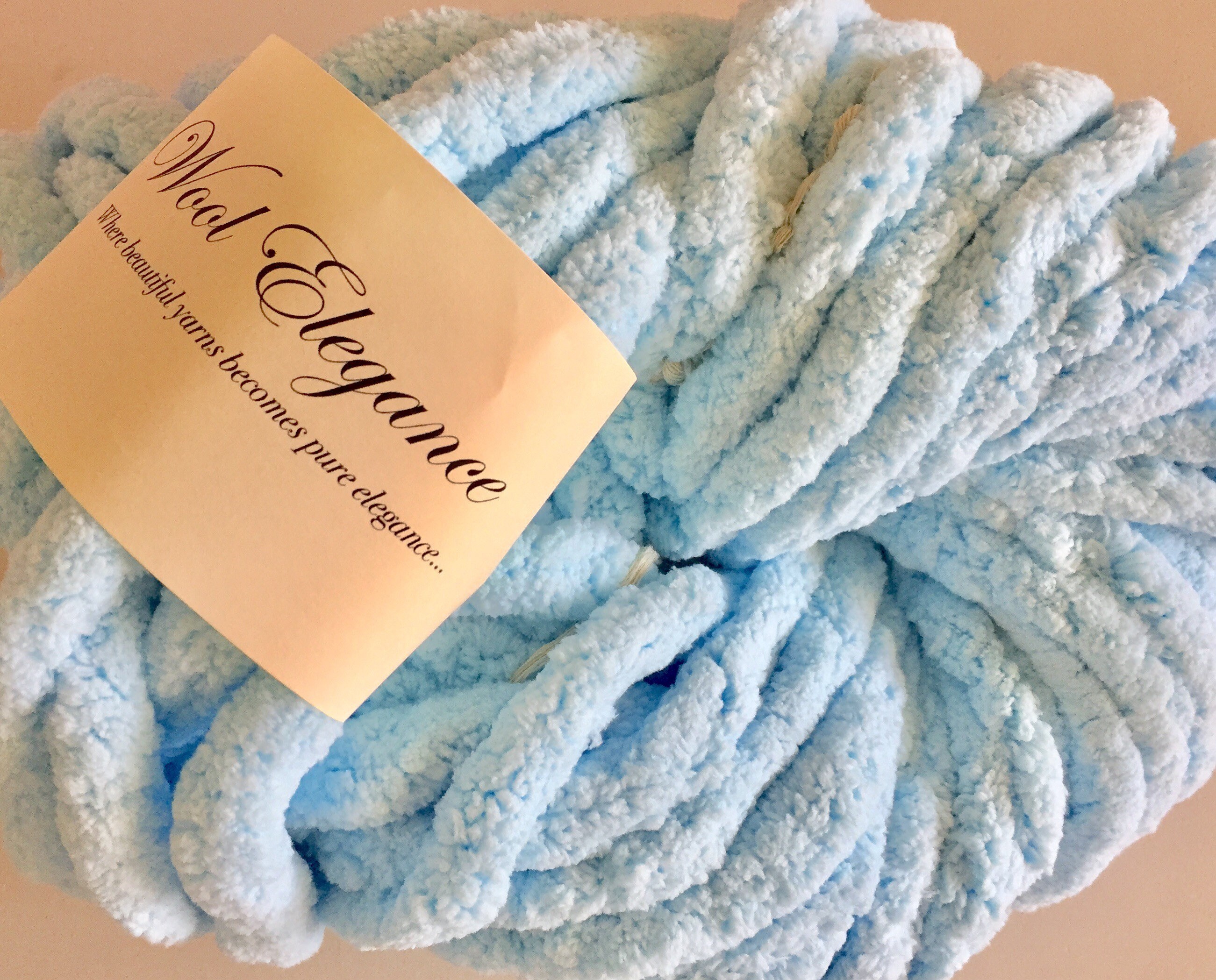 Baby blue chunky knit yarn Chenille Yarn Extreme knitting Etsy