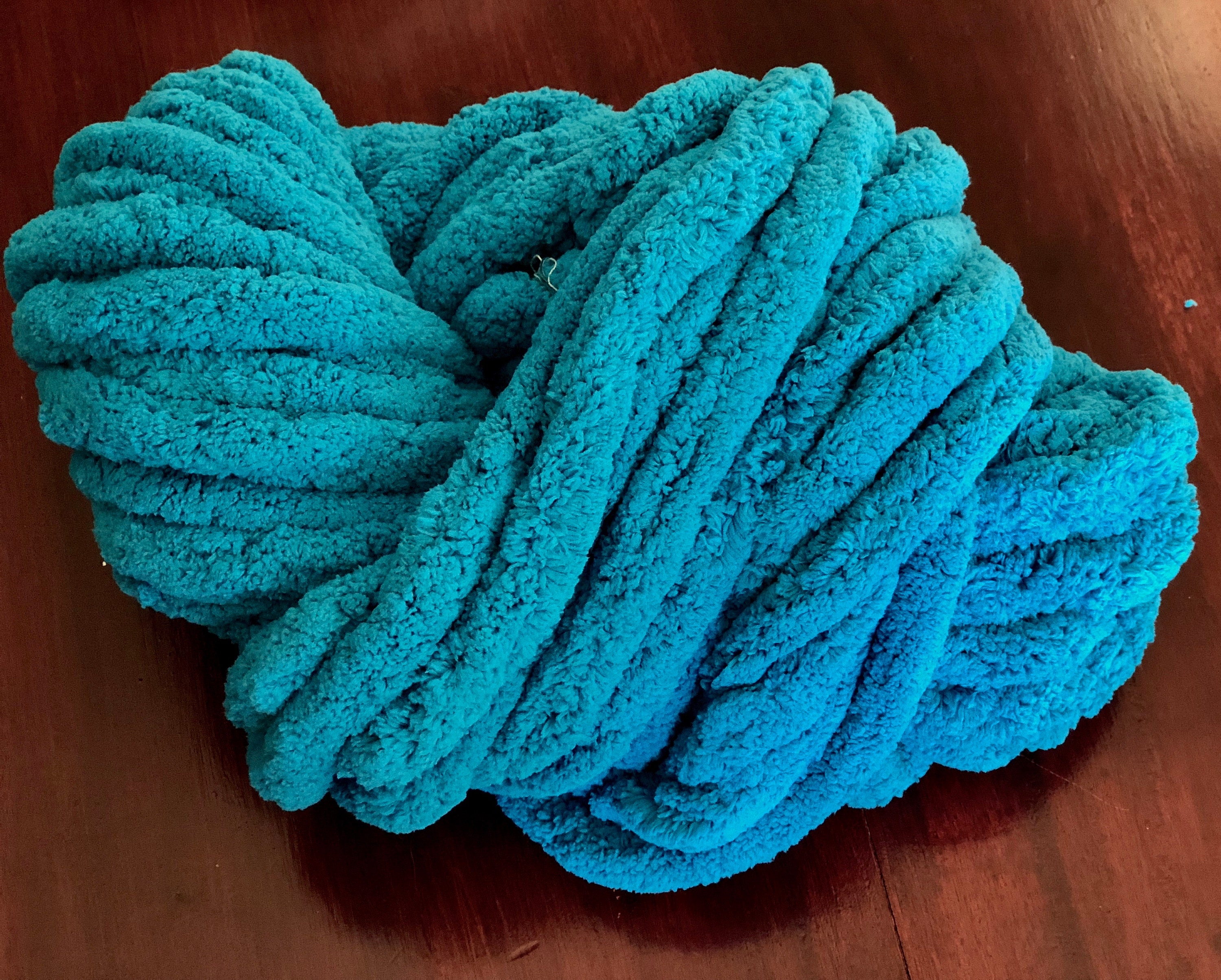 Teal Chunky Chenille Knitting Yarn Chunky Chenille Yarn for Etsy