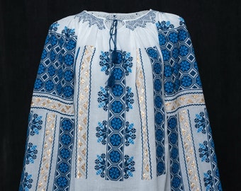 XL size manually embroidered Romanian peasant blouse folk costume chemiser roumaine Rumänische blouse tracht kleidung Ukrainian Hungarian