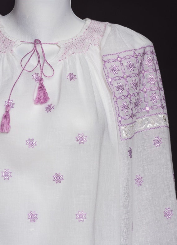 XL SIZE hand embroidered Romanian peasant blouse … - image 1