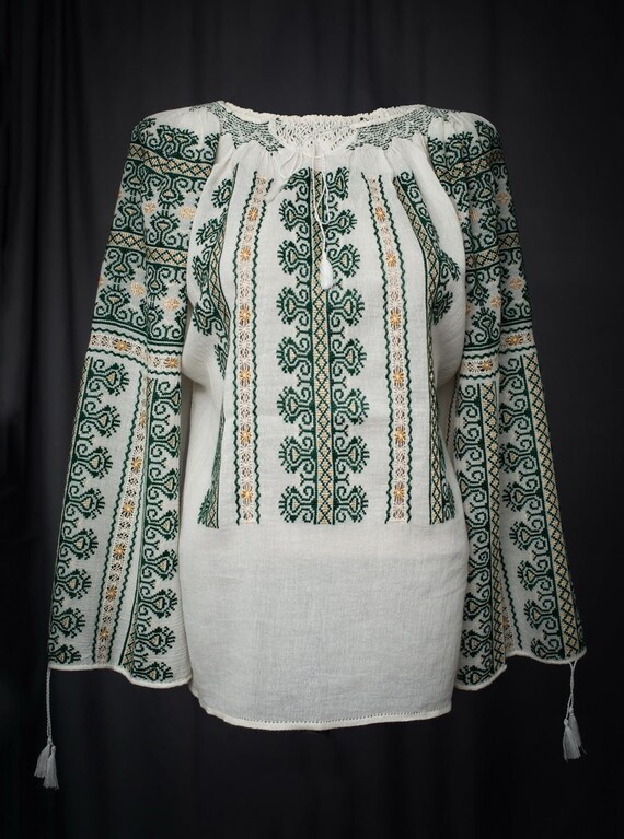 S size Auténtica blusa rumana bordado a 100% Boho top - Etsy España