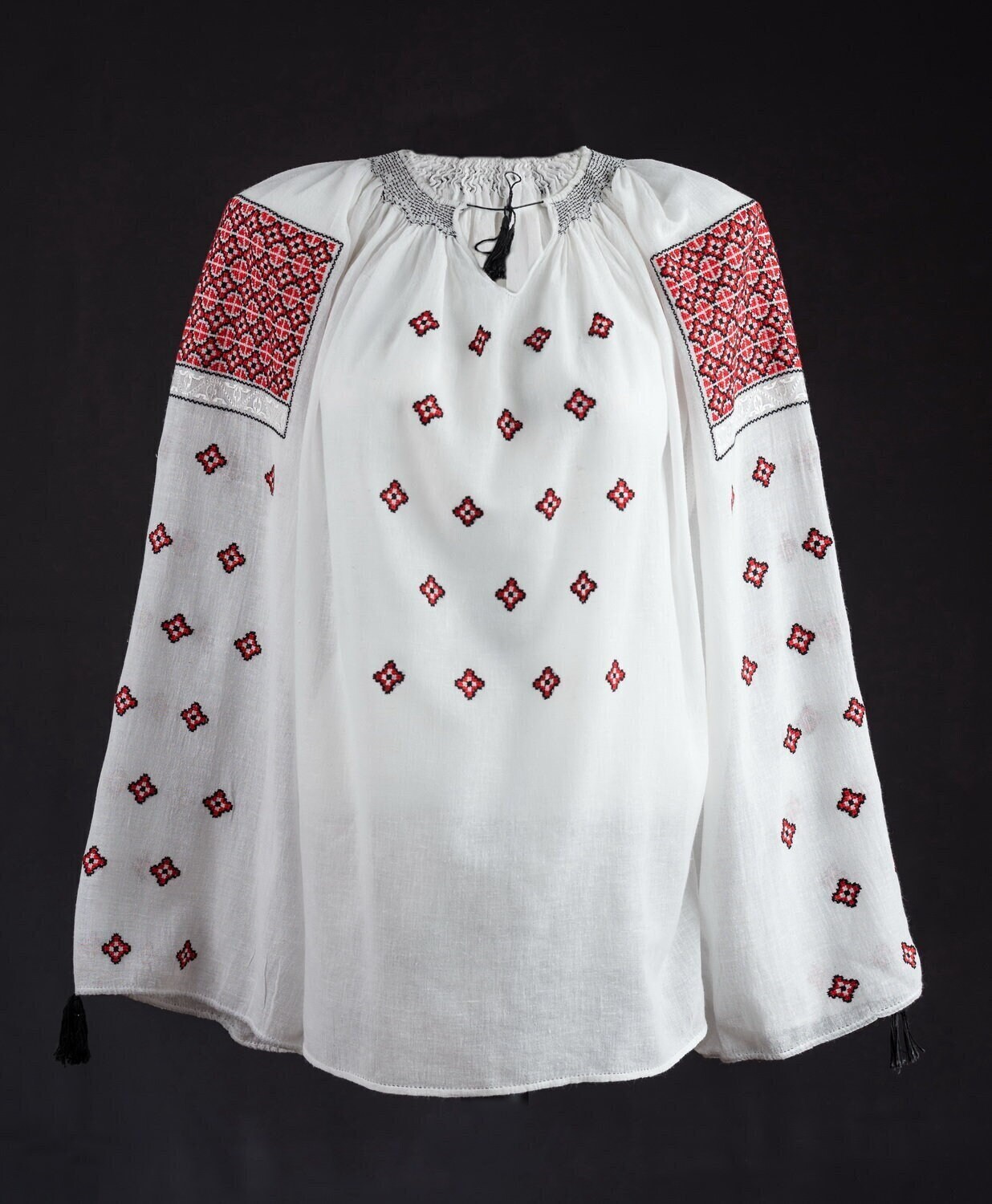 White Woman HAND embroidery shirt “ Romashka” large sizes L -XL