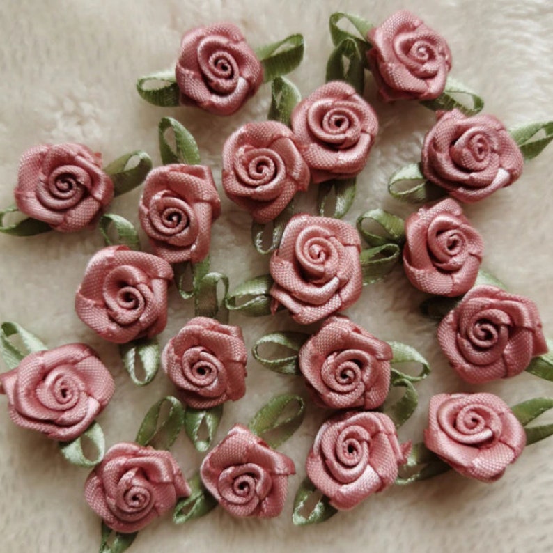 100pcs Mini Satin Ribbon Rose Flowers Silk Fabric Flower - Etsy