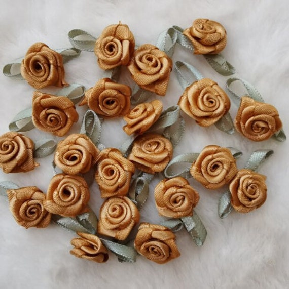 100pcs Satin Ribbon Flowers Bows Rose Sewing