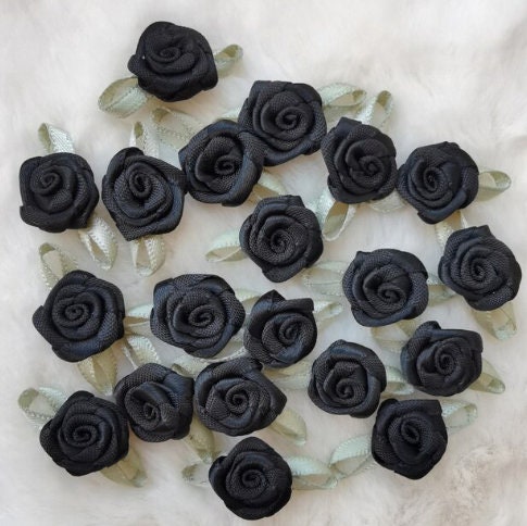 100PCS Mini Artificial Flowers Heads Make Satin Ribbon Roses
