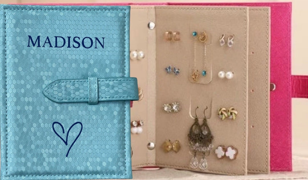 Personalized Travel Earring Organizer , Jewelry Organizer , Earring
