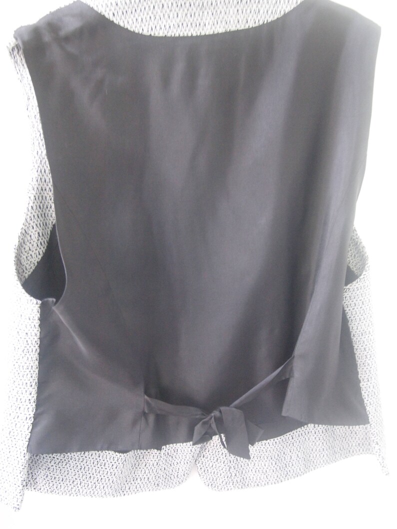 80s 90s Women/'s Vest Waistcoat Black Grey Tuxedo Style Wool Silk Blend Ellen Tracy Linda Allard Vintage Size 16