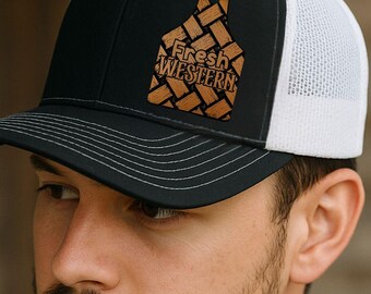 Fresh Western Cowtag Patch – Laser Engraving Digital Files – SVG & XCS for xTool, Glowforge – Leatherette Hat Patch – Western Basketweave