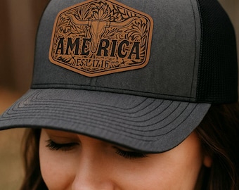 AMERICA Hex Patch Digital Files, 4 Laser-Ready Designs, Greyscale and Solid Fill,SVG & XCS, Western Tooled Style for xTool, Glowforge
