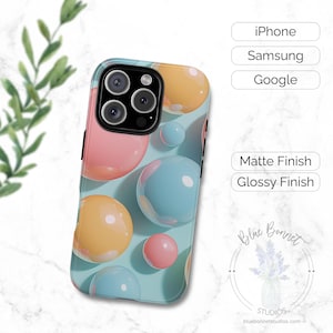 3D Pastel Bubbles Phone Case - Tough Cases, Protective Cover, Strong Phone Case, Cool Bubble Design, Durable Case, Gift for Tech Lover