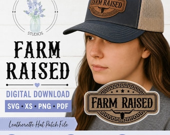 Cowboy mit einem Bauernhof aus Kunstleder Hut Patch SVG - ideal für Laserschneiden | Western Ranch Life SVG | Glowforge X-Tool fertige Schnittdatei
