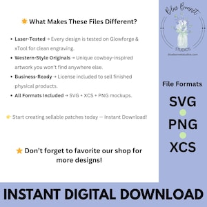 K&ouml;nnte beinhalten: Digitale Download-Grafikdesign-Dateiformate SVG, PNG und XCS. Das Bild enth&auml;lt Text, der lautet: "What Makes These Files Different?" und "Instant Digital Download."