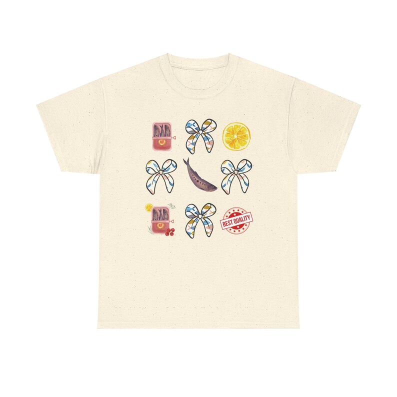 Sardine Coquette Shirt - Funny Graphic Tee - Quirky Coastal Style Shirt - Unique Gift for Seafood Lovers - Trendy Casual Apparel Natural