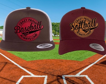 Softball Mom, Dad Patch SVG,  Digital Download, Engraved Leather Patch Design, Glowforge & xTool File, Hat Patch, Customizable XCS File