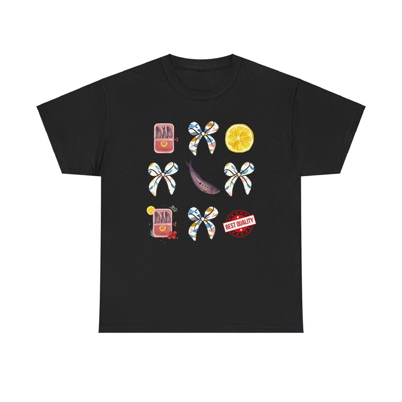 Sardine Coquette Shirt - Funny Graphic Tee - Quirky Coastal Style Shirt - Unique Gift for Seafood Lovers - Trendy Casual Apparel Black