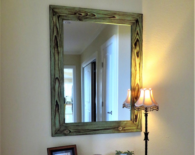 Wood Framed Mirror, Rustic Wood Mirror, Bathroom Mirror, Wall Mirror, Vanity Mirror Large Mirror, Brackets Mirror, Modern Decor