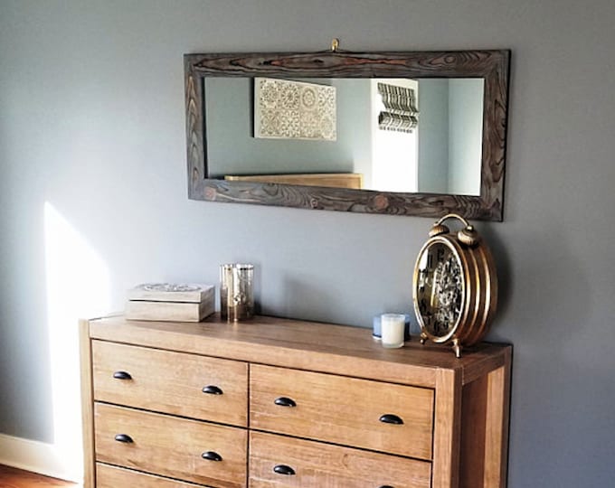Reclaimed Wood Mirror , 9 Sizes & 10 Stains - Rustic Mirror - Bathroom Vanity Mirror - Farmhouse Style Mirror