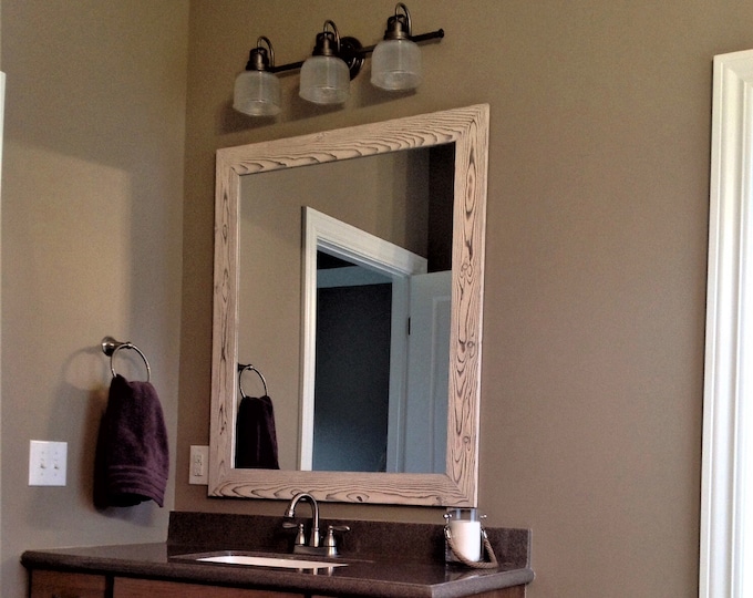 Farmhouse Mirror, Country Framed Mirror, Wood Mirror, Bathroom Mirror, Wall Mirror, Vanity Mirrors, Cottage Small Large Mirro