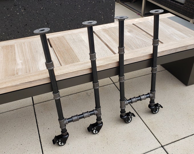 table legs with casters, table legs with wheels, industrial table legs with wheels, table legs, metal table legs, desk legs, diy table legs